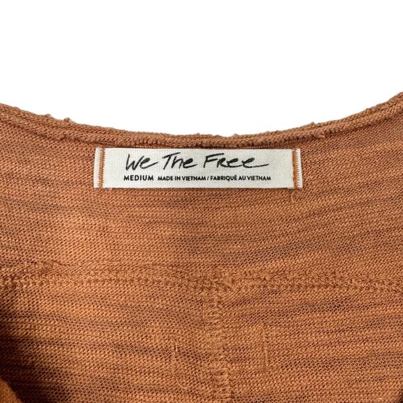 Free People Vintage Textured Henley Tank Medium Doe Rust Sleeveless Top Casual - Picture 6 of 7
